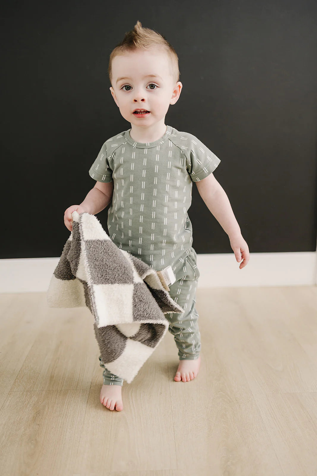 Charcoal Checkered Plush Blanket | Lovey 15x20