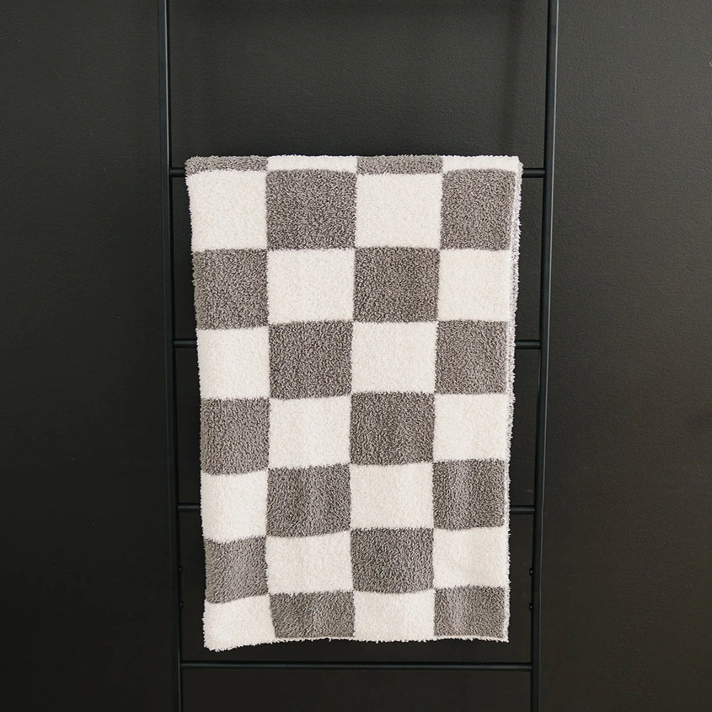 Charcoal Checkered Plush Blanket | Child/Adult