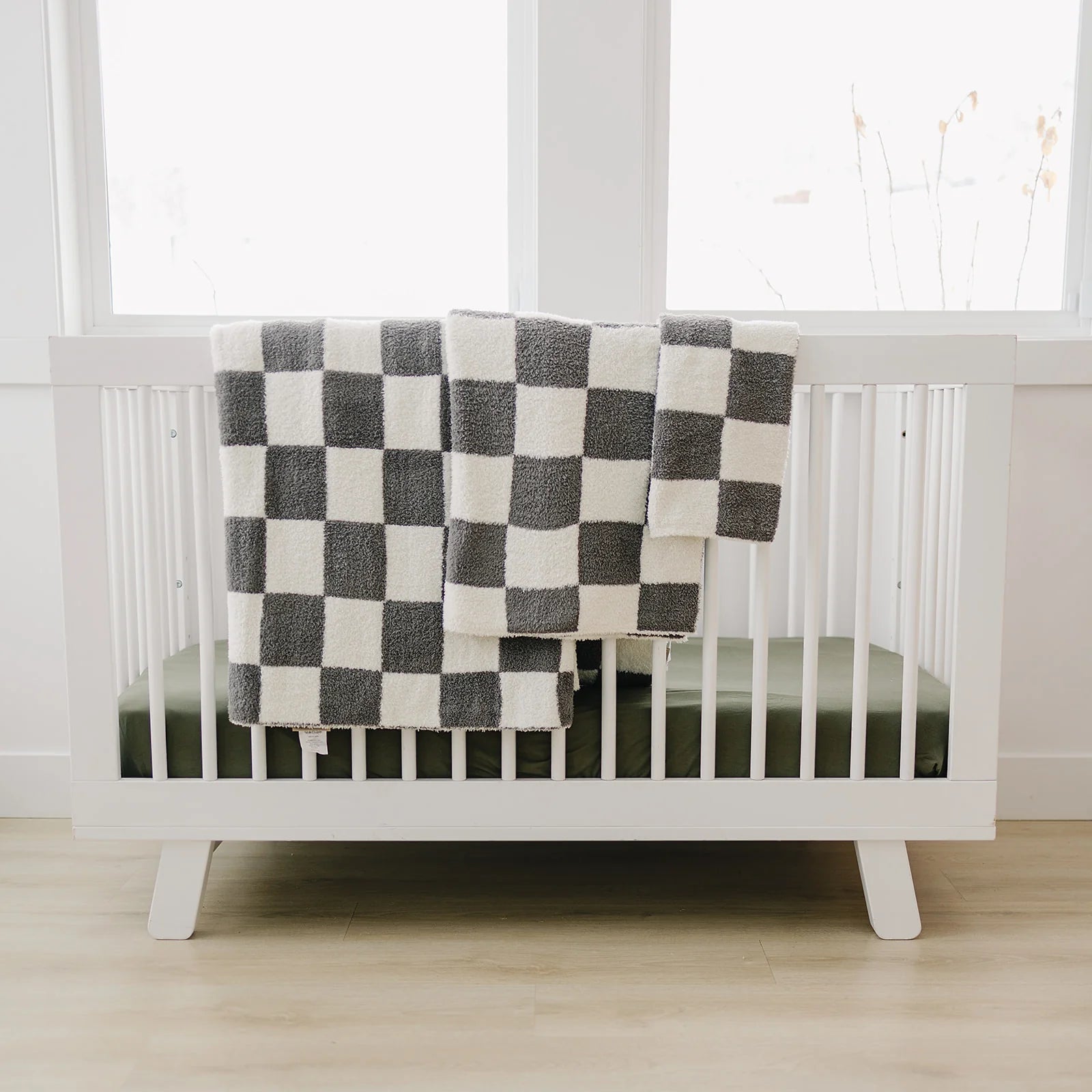 Charcoal Checkered Plush Blanket | Lovey 15x20