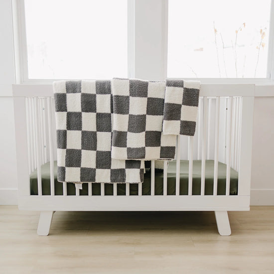 Charcoal Checkered Plush Blanket | Lovey