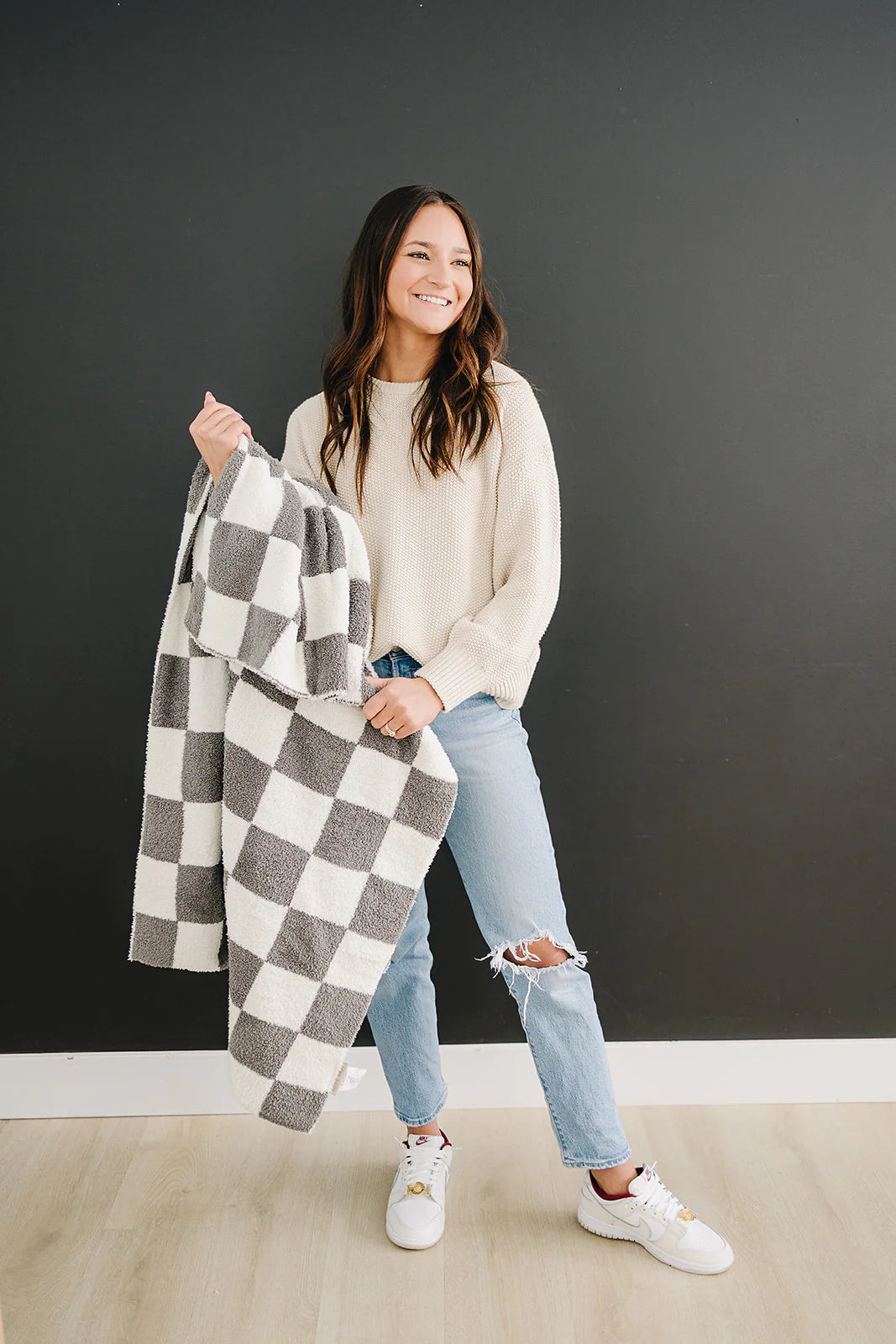 Charcoal Checkered Plush Blanket | Child/Adult 45x60