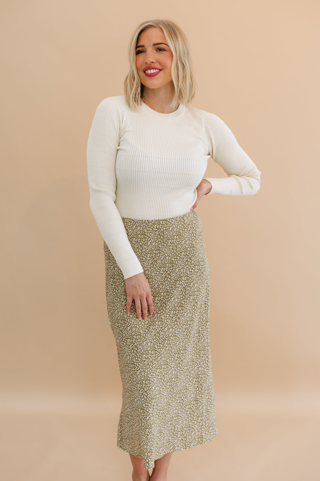 Jada Ribbed Long Sleeve Top | Natural