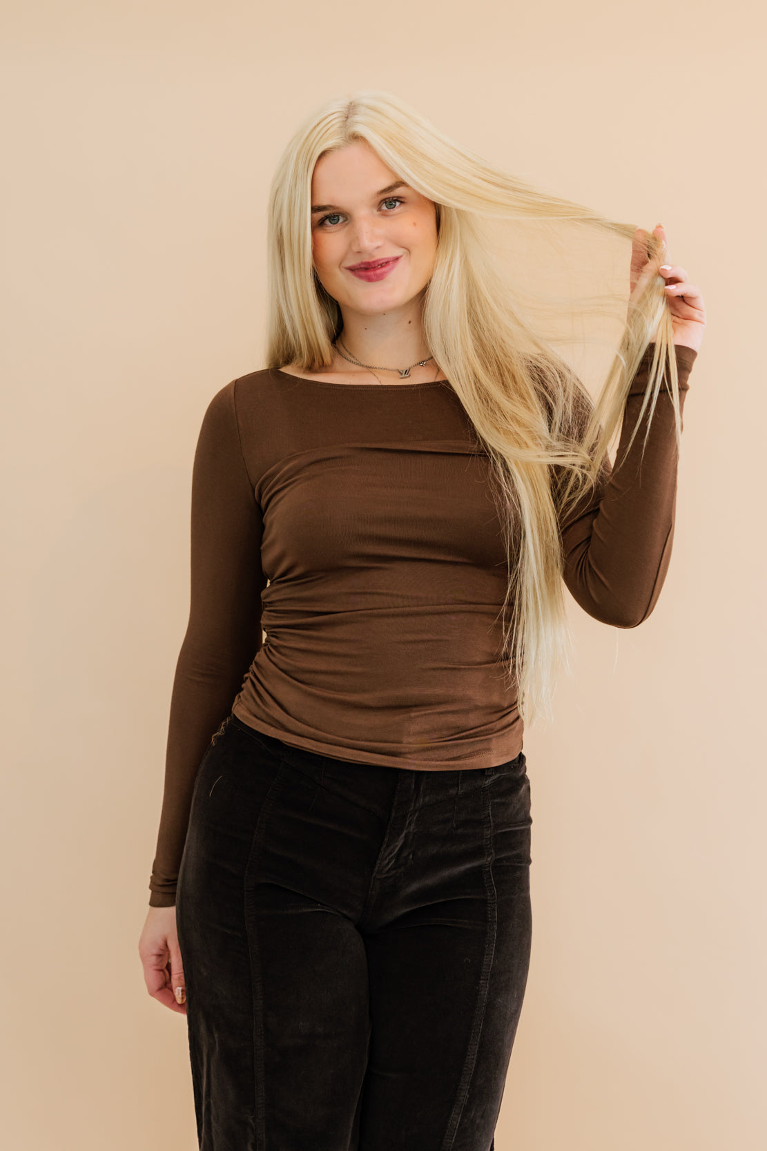 Ashtin Ruched Long Sleeve | Brown