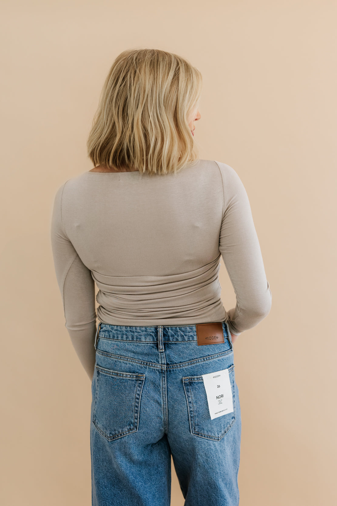 Ashtin Ruched Long Sleeve | Light Grey