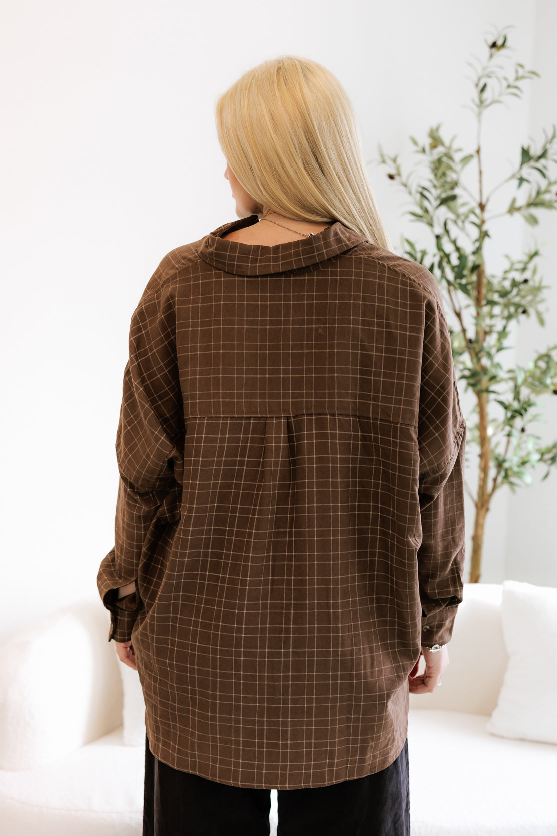 Missy Plaid Button Up Shirt | Brown