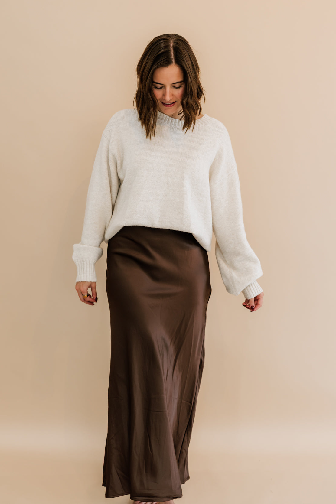 Dolly Satin Midi Skirt | Dark Brown