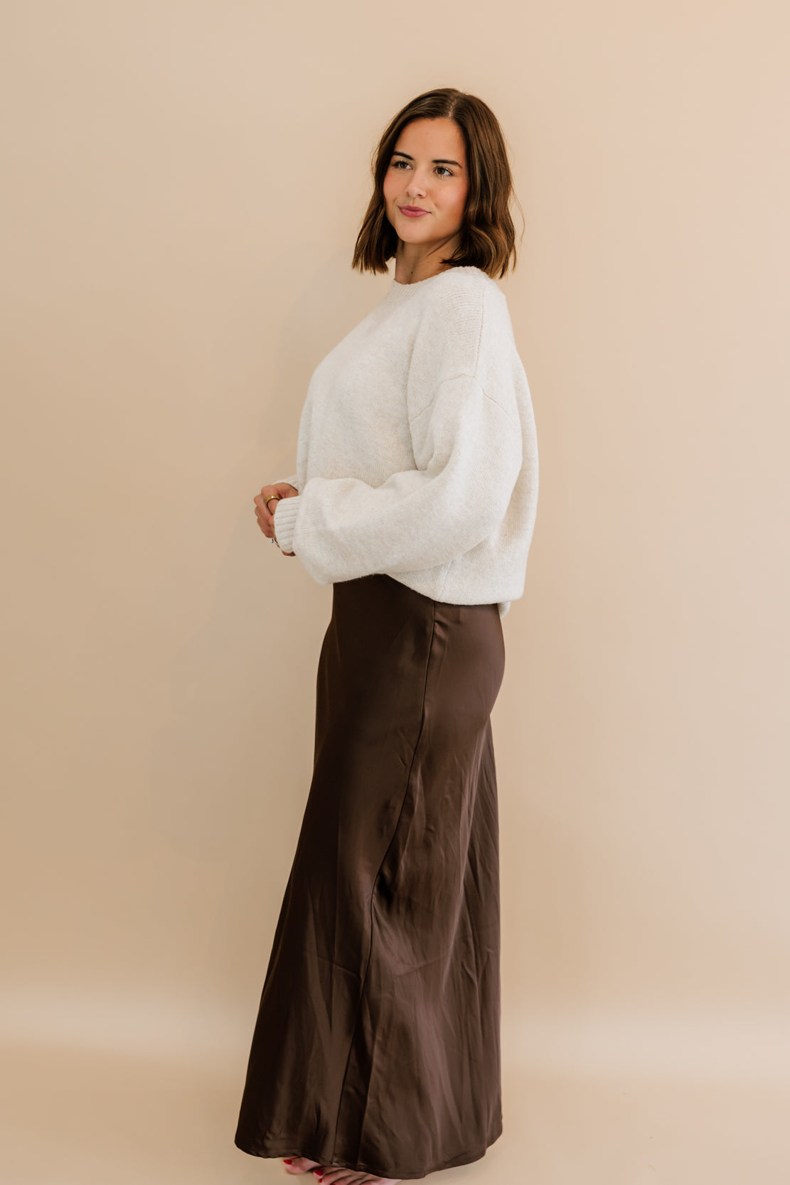 Dolly Satin Midi Skirt | Dark Brown