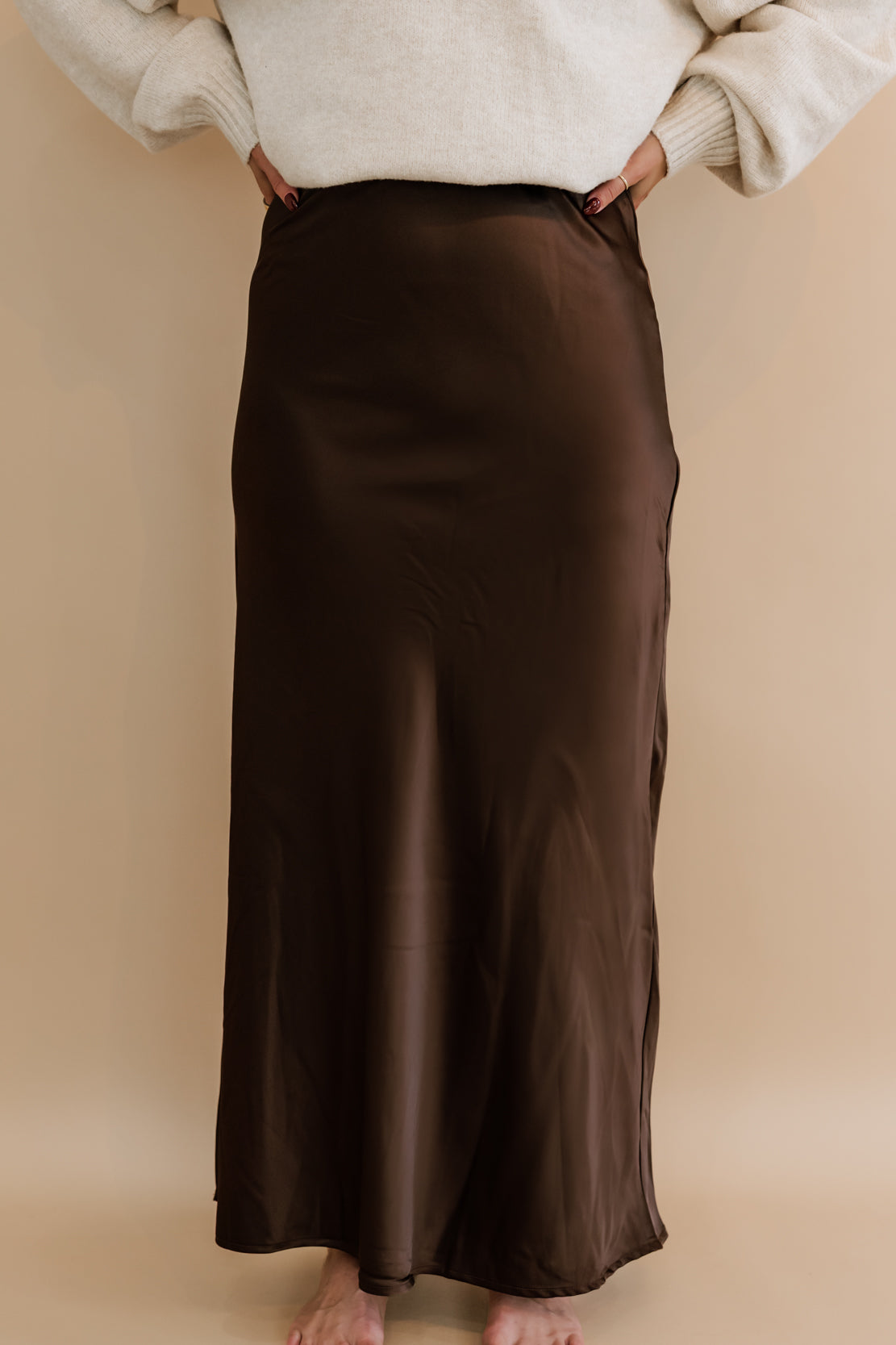 Dolly Satin Midi Skirt | Dark Brown