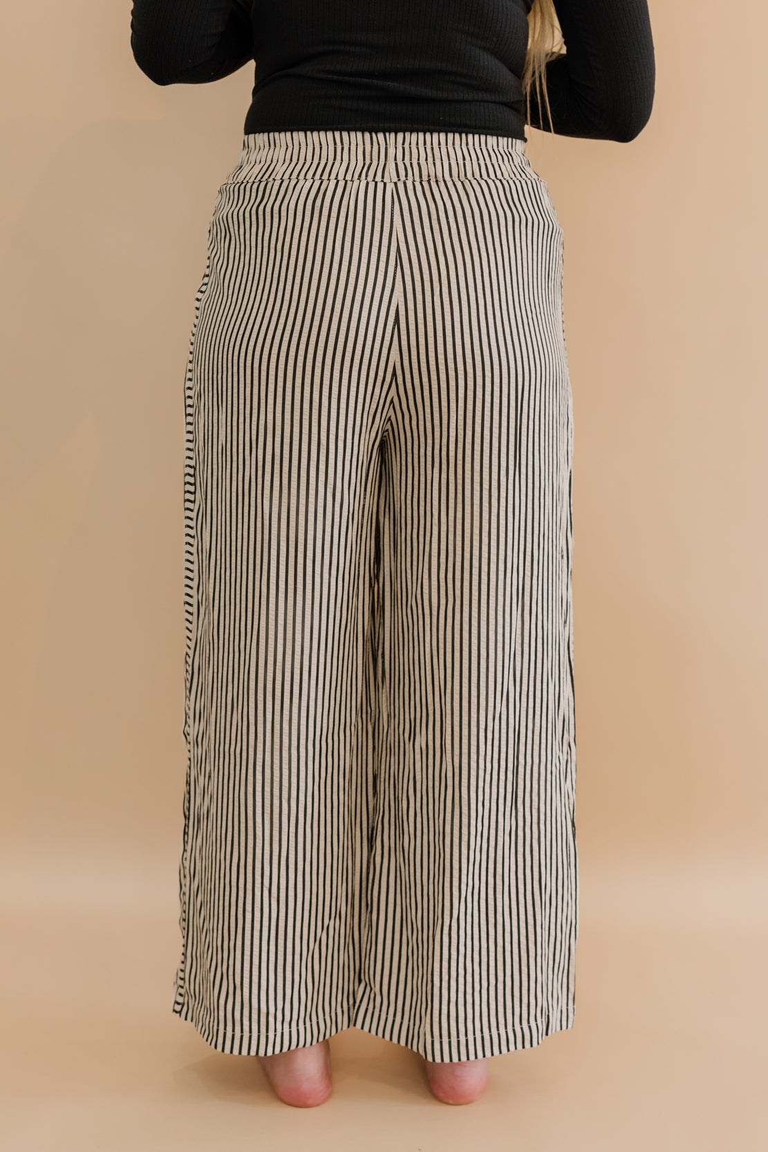 Jessica High Waist Striped Pants | Latte