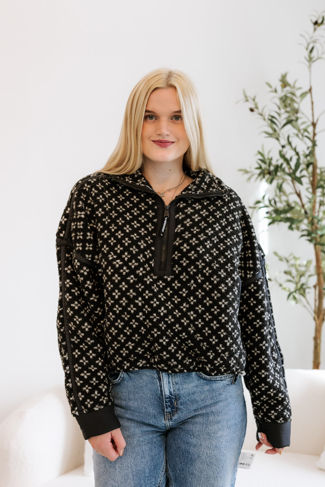 Mountain High Printed Half-Zip Fleece | Black Combo Birdseye