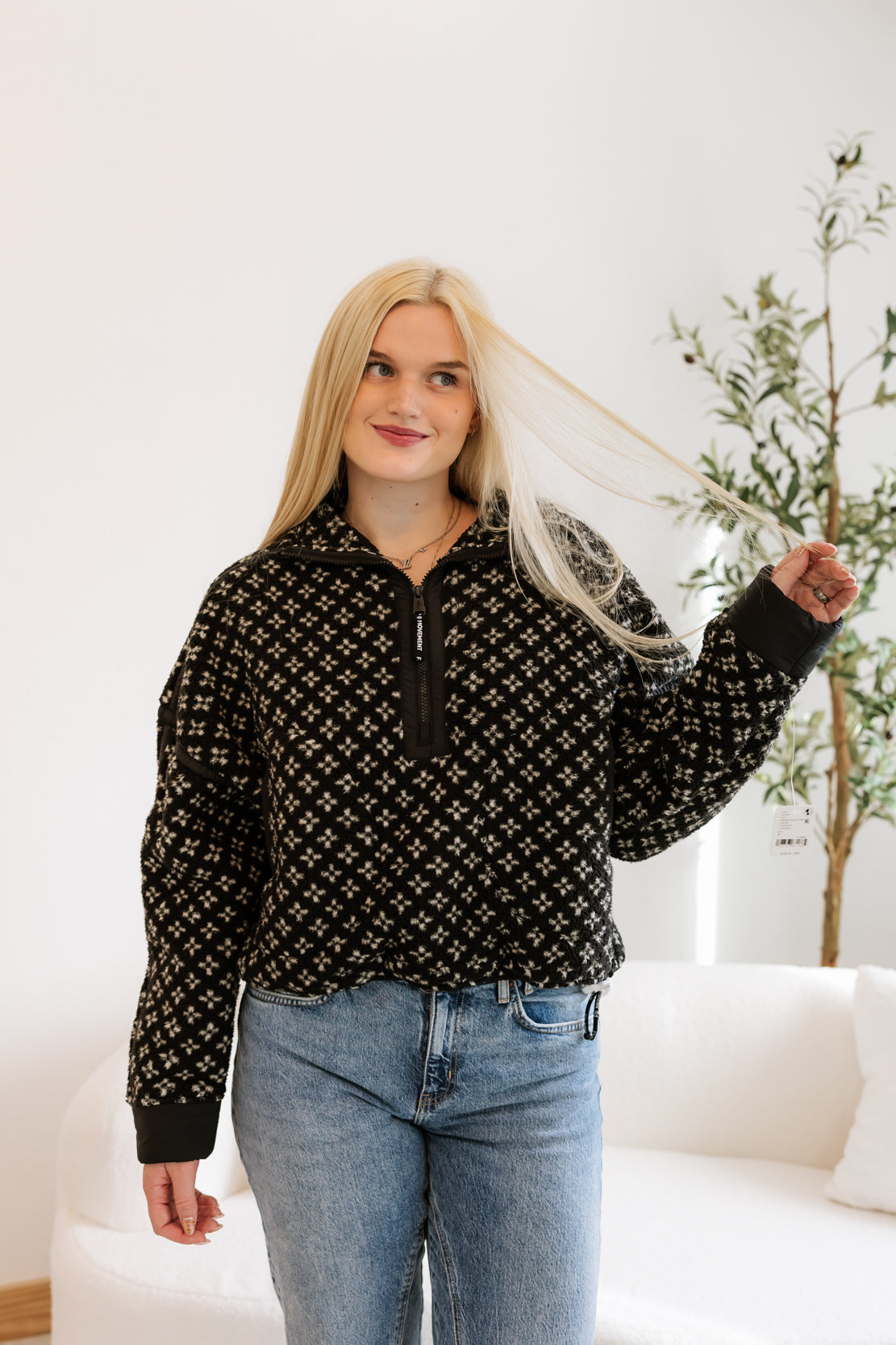 Mountain High Printed Half-Zip Fleece | Black Combo Birdseye