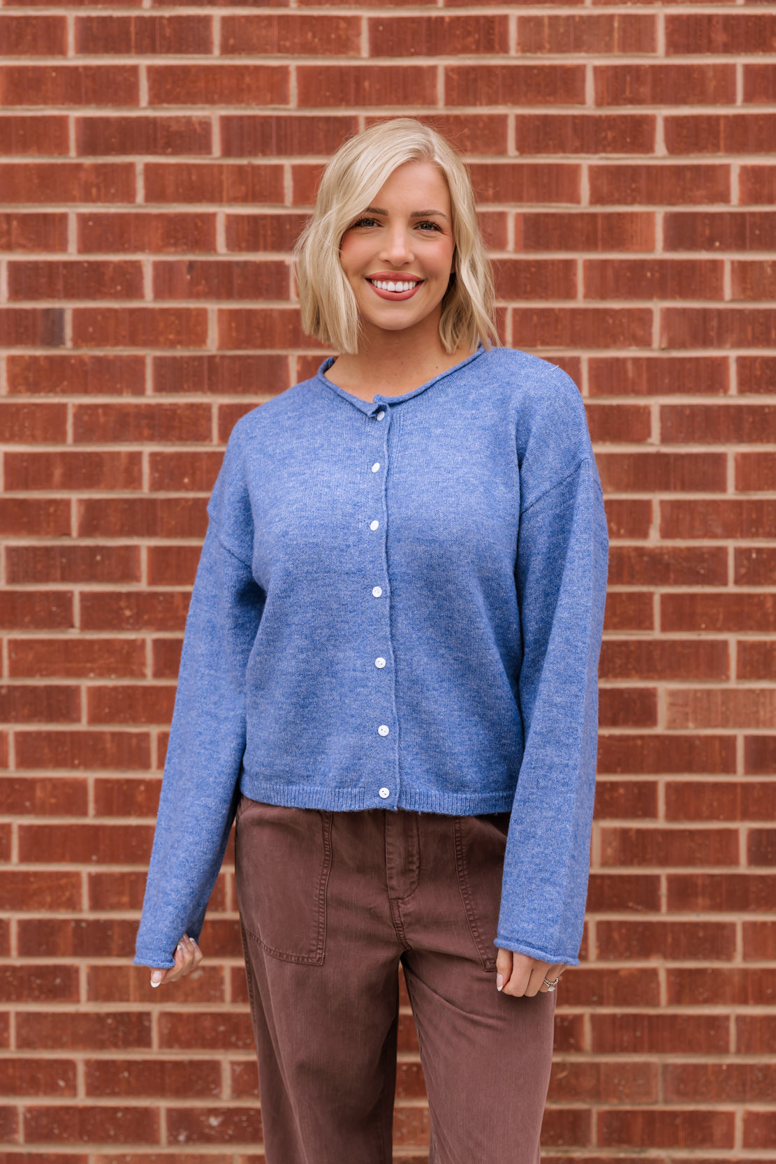 Selah Button Front Sweater | Blue