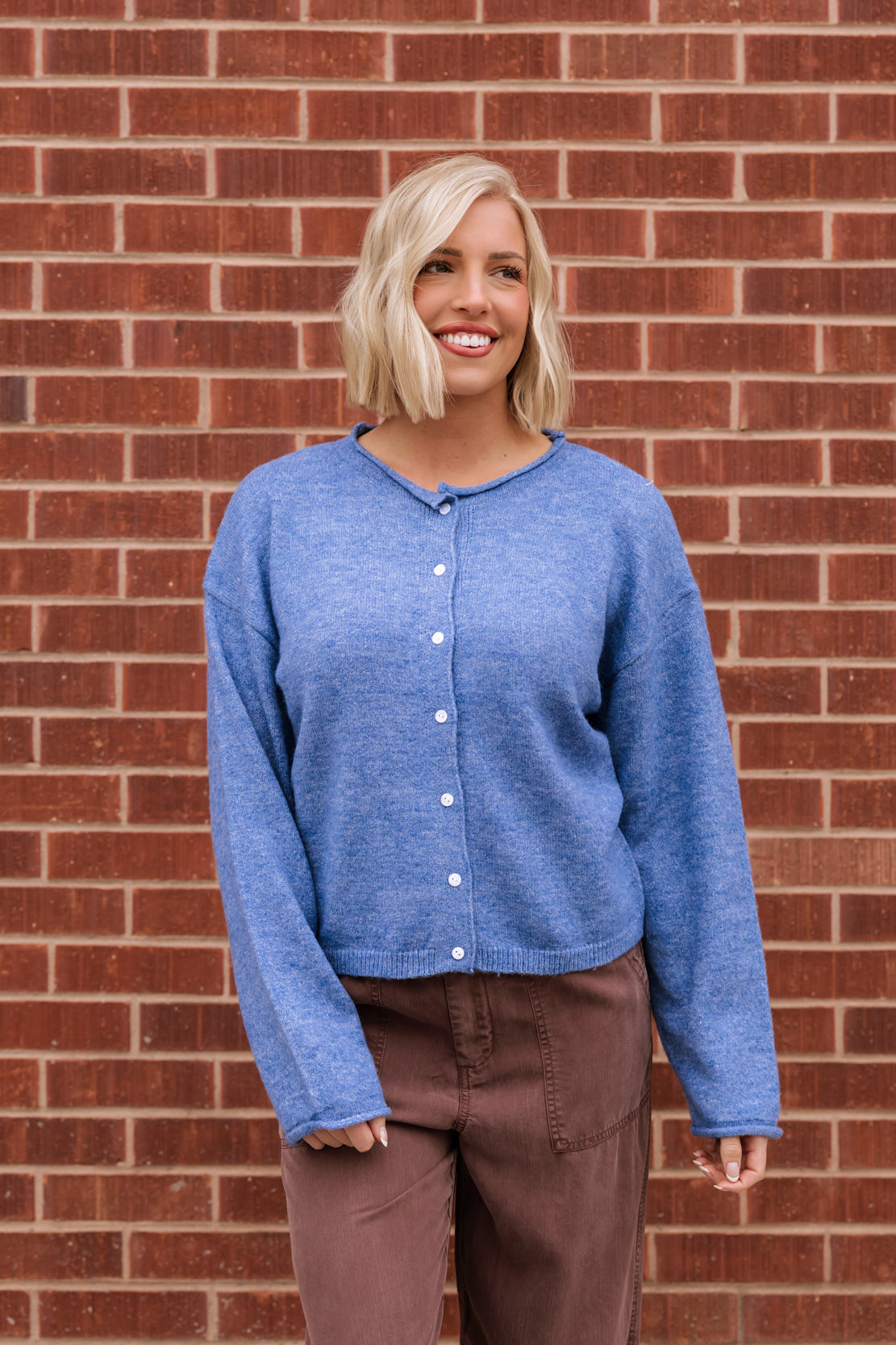 Selah Button Front Sweater | Blue