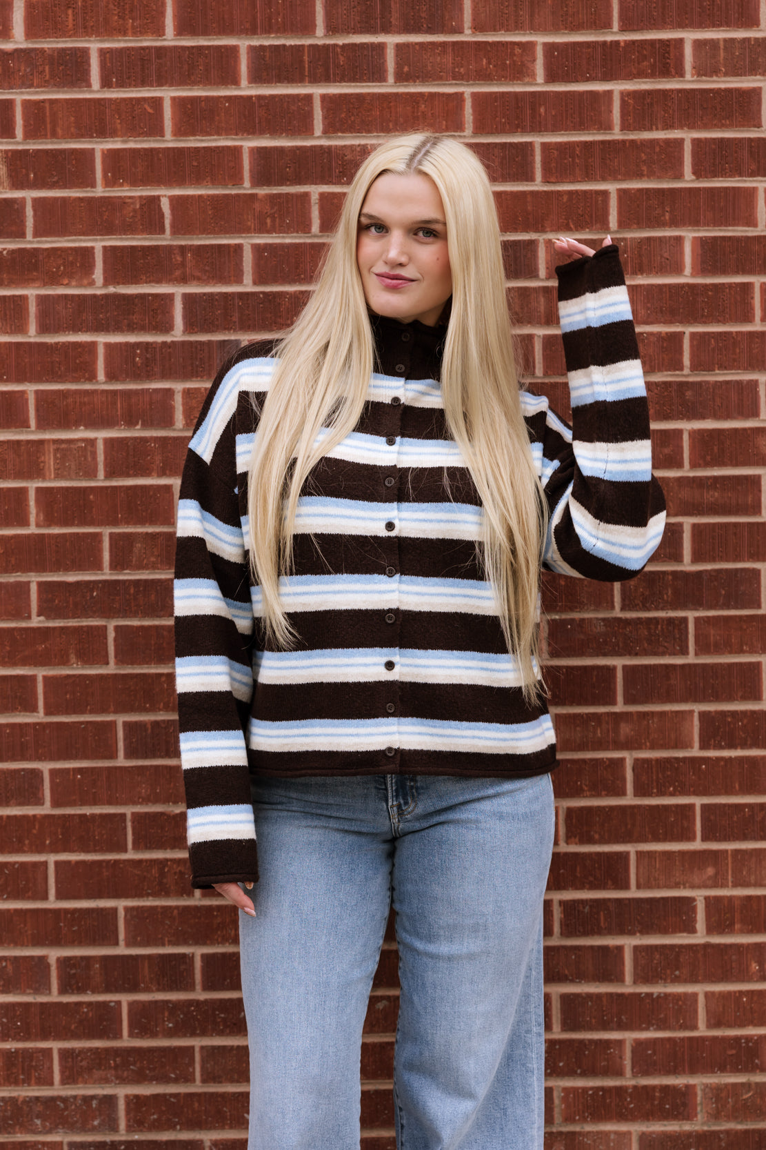 Farah Striped Cardigan | Brown Multi