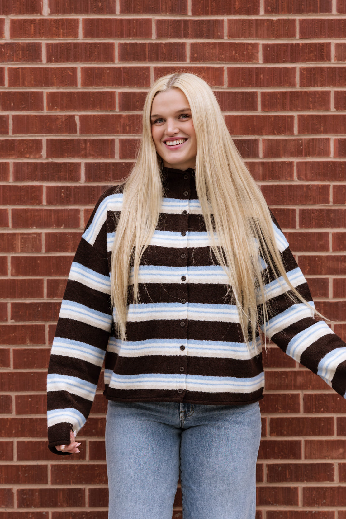 Farah Striped Cardigan | Brown Multi