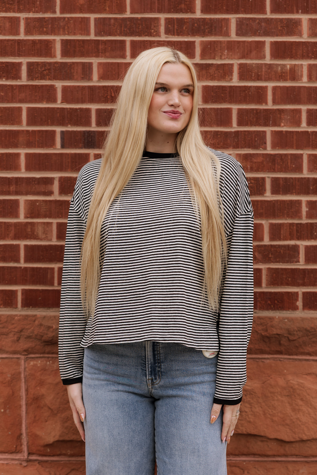 Willa Striped Long Sleeve | Black