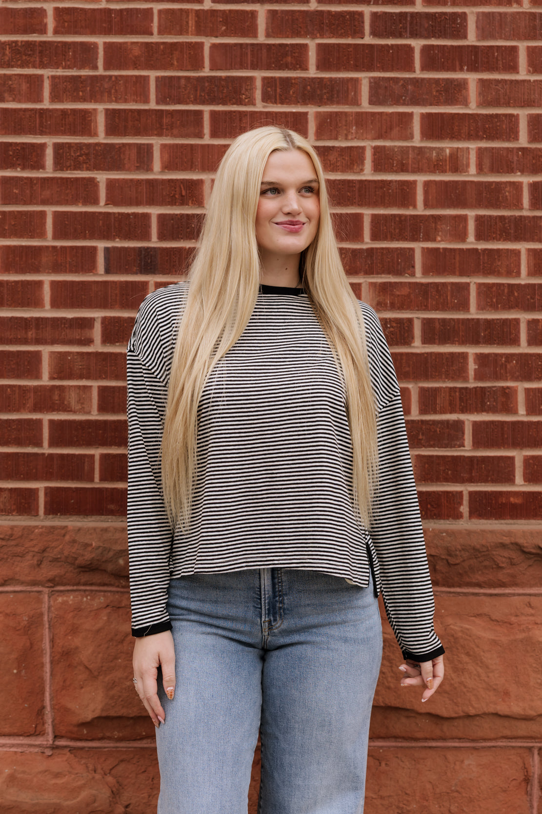 Willa Striped Long Sleeve | Black
