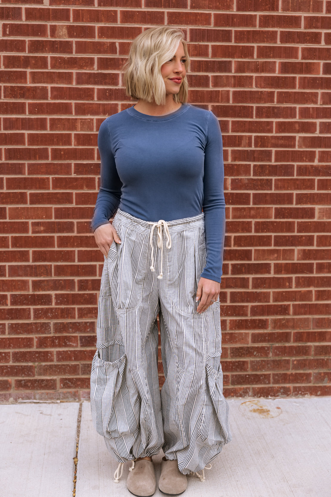 Candice Ribbed Long Sleeve Top | Dk. Indigo