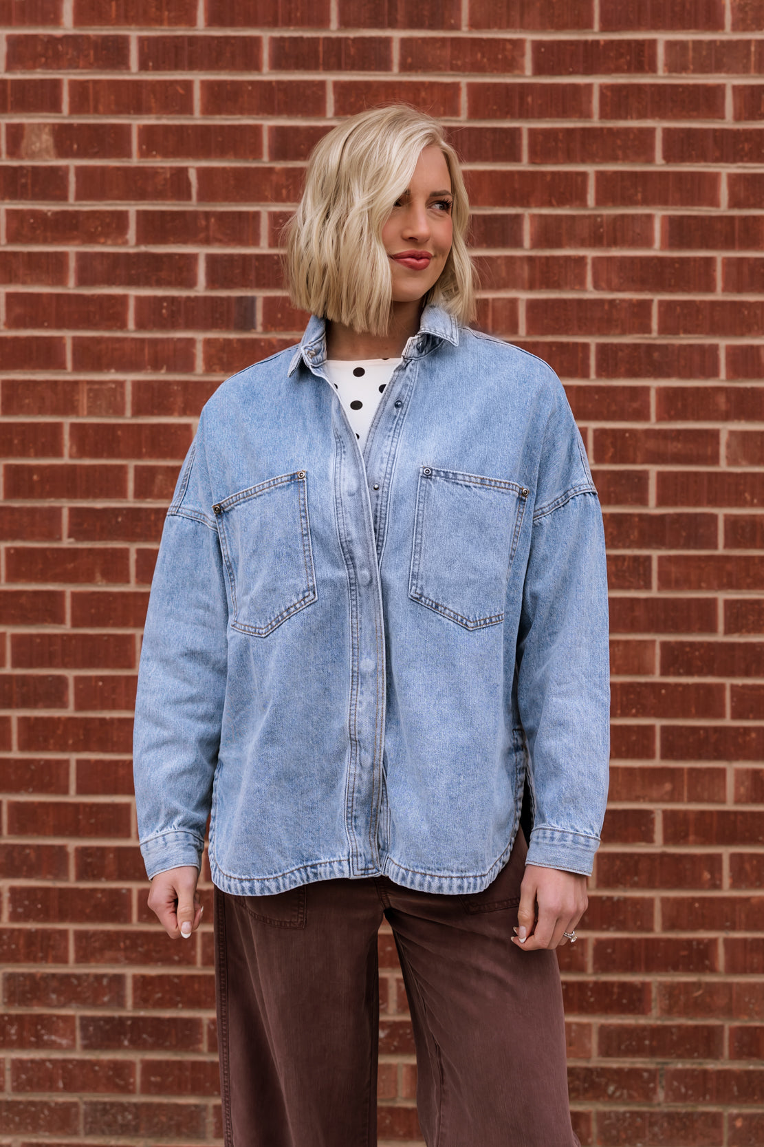 Thea Washed Button Jacket | Denim
