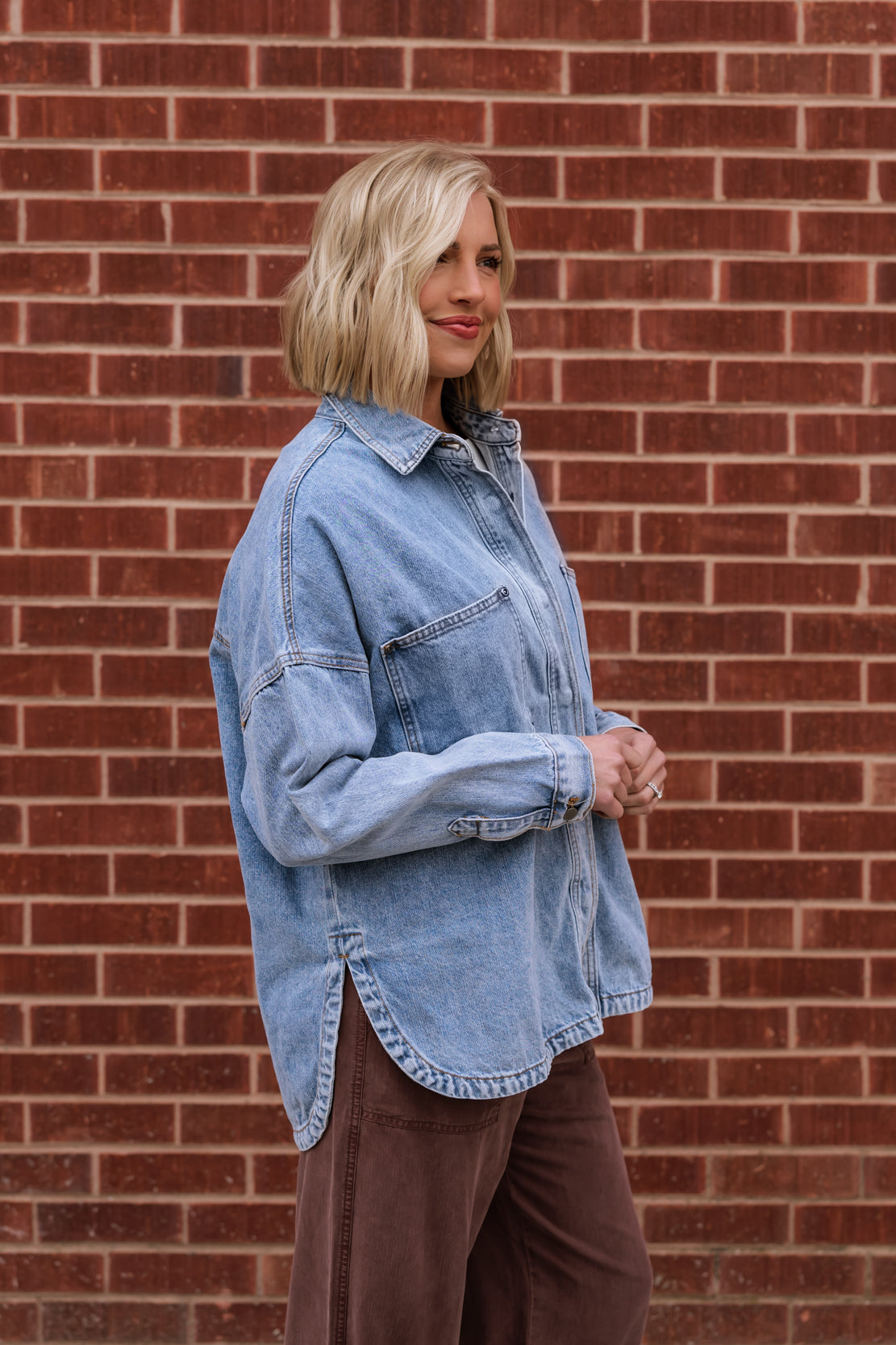 Thea Washed Button Jacket | Denim