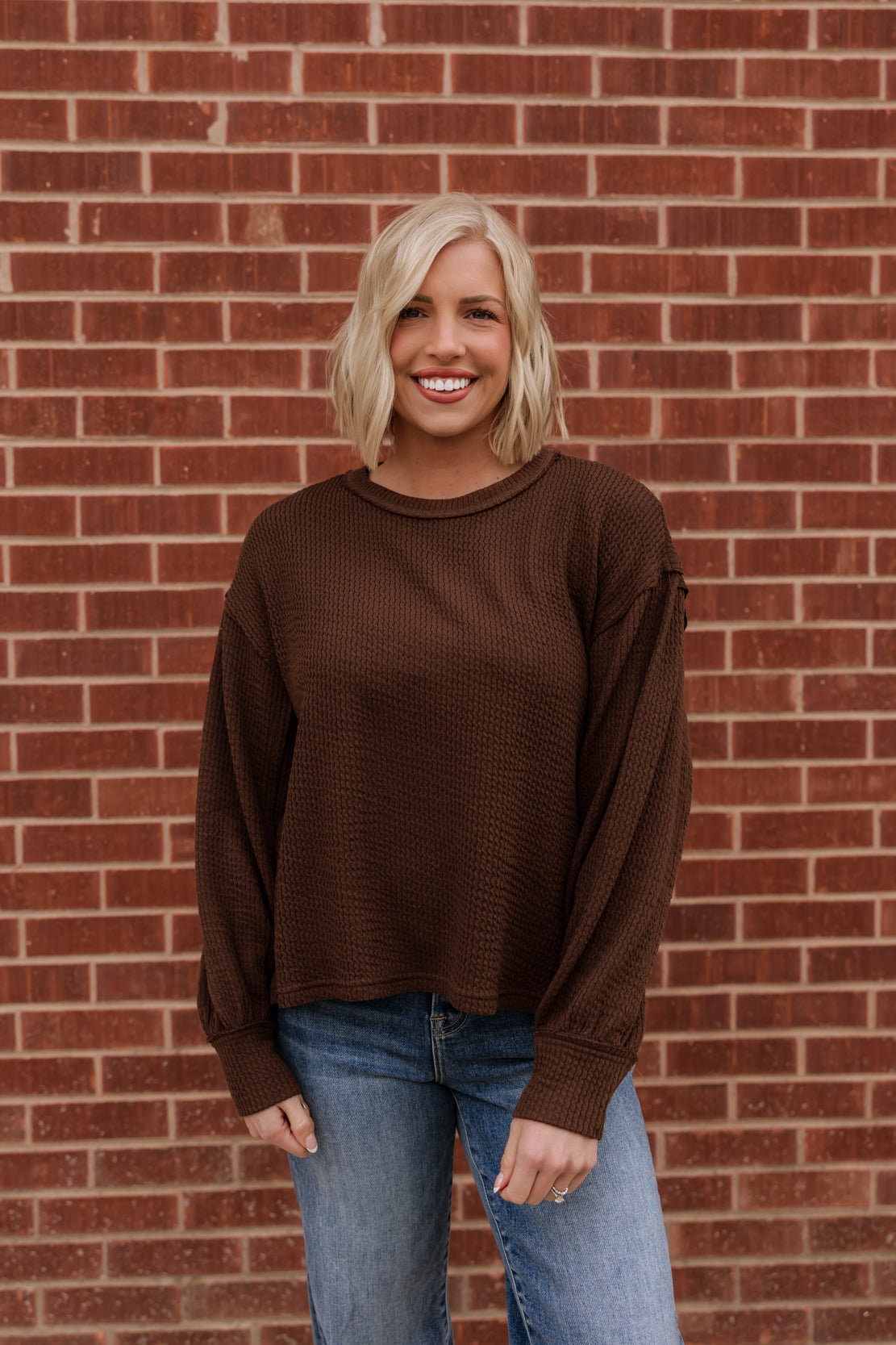 Mckenna Textured Knit Top | Chocolate Brown