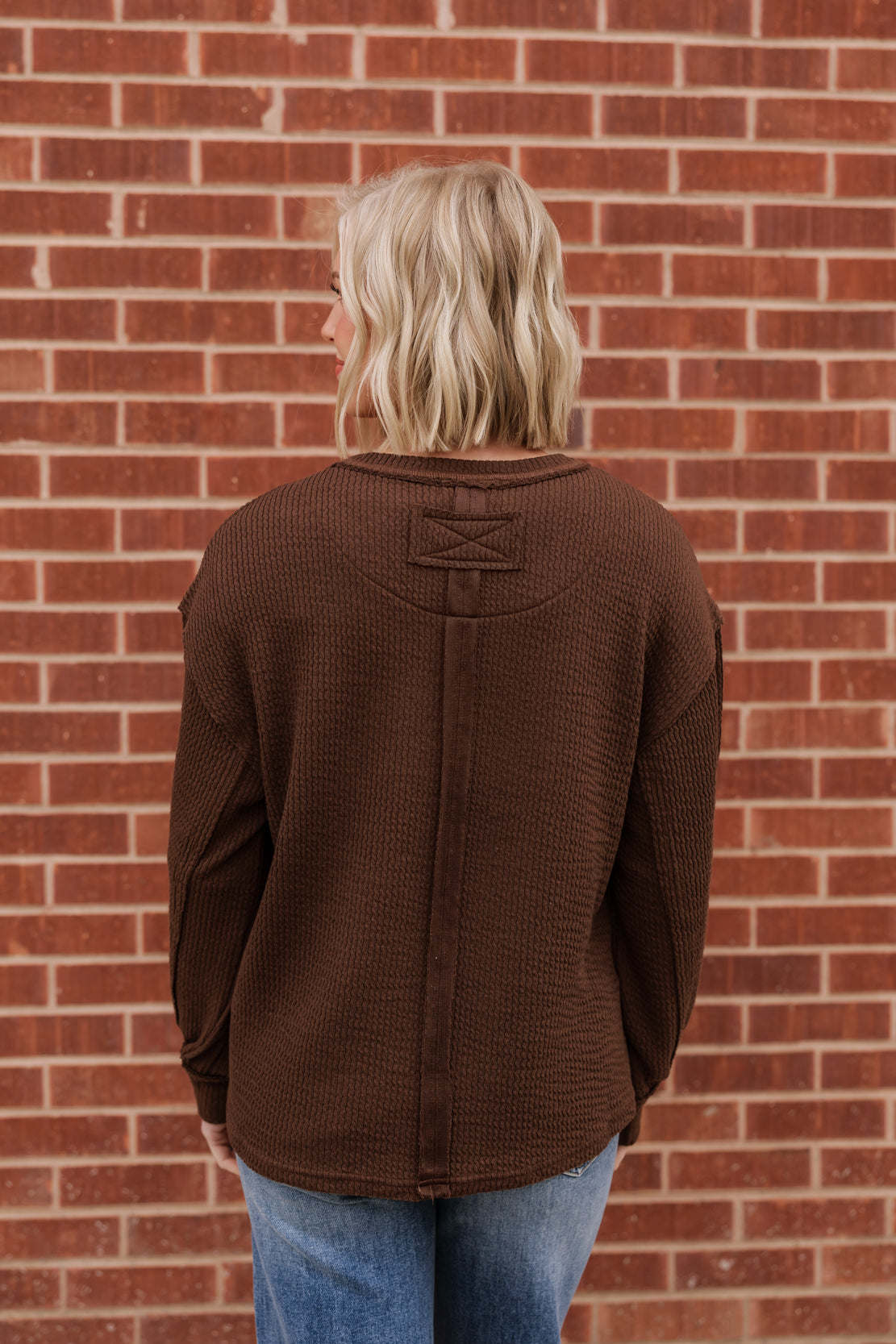 Mckenna Textured Knit Top | Chocolate Brown
