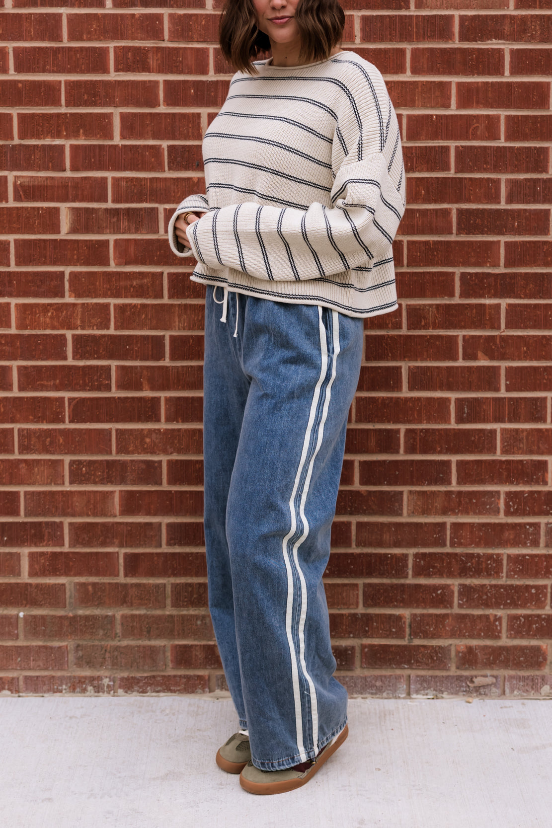 Ariana Side Stripe Wide Leg Pants | Denim