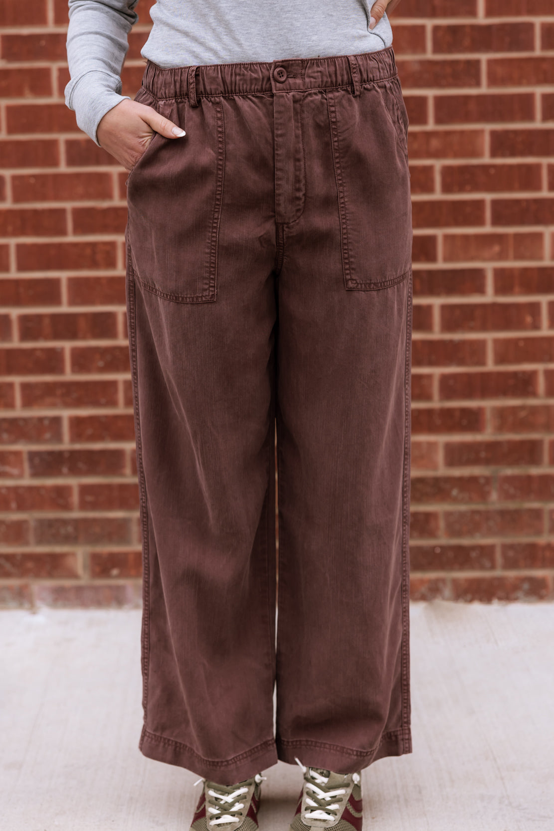 Hazel Wide Leg Tencel Pants | Brown