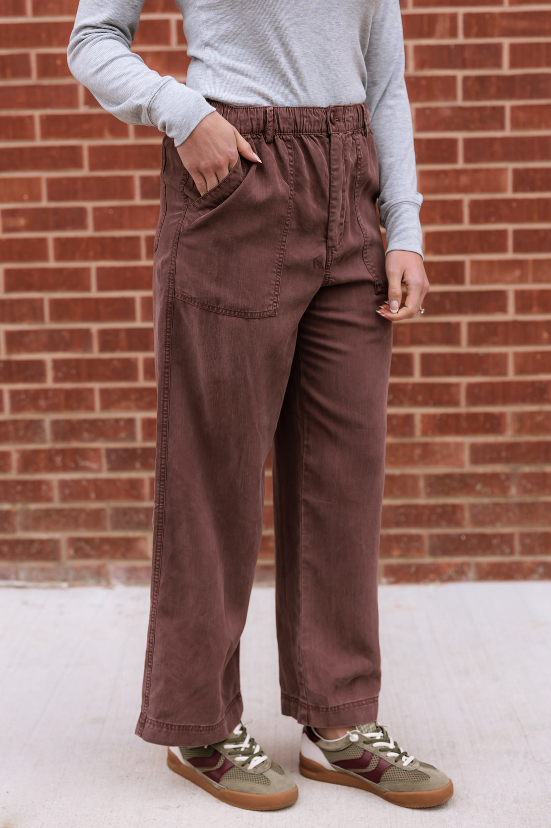 Hazel Wide Leg Tencel Pants | Brown