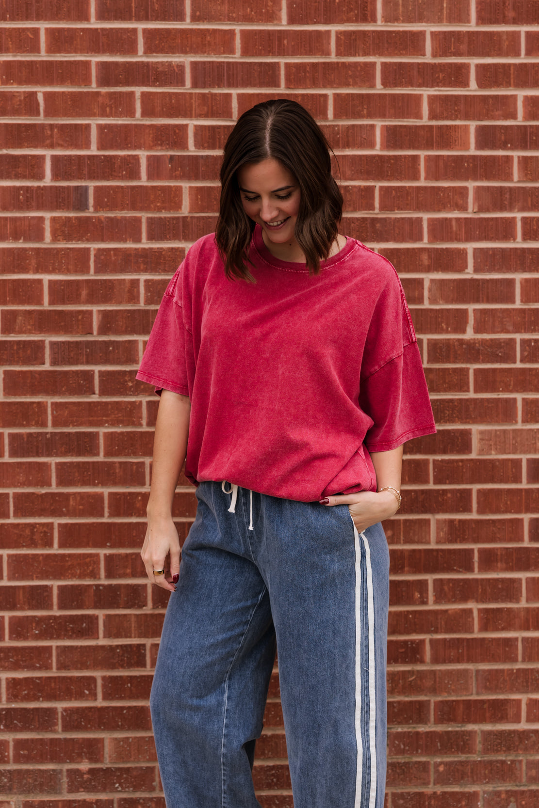 Bianca Oversized Tee | Dark Red