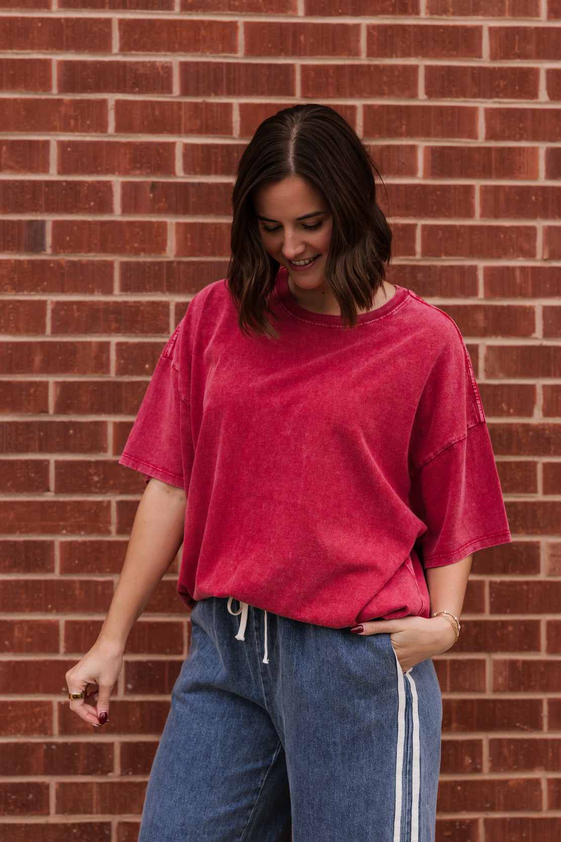 Bianca Oversized Tee | Dark Red
