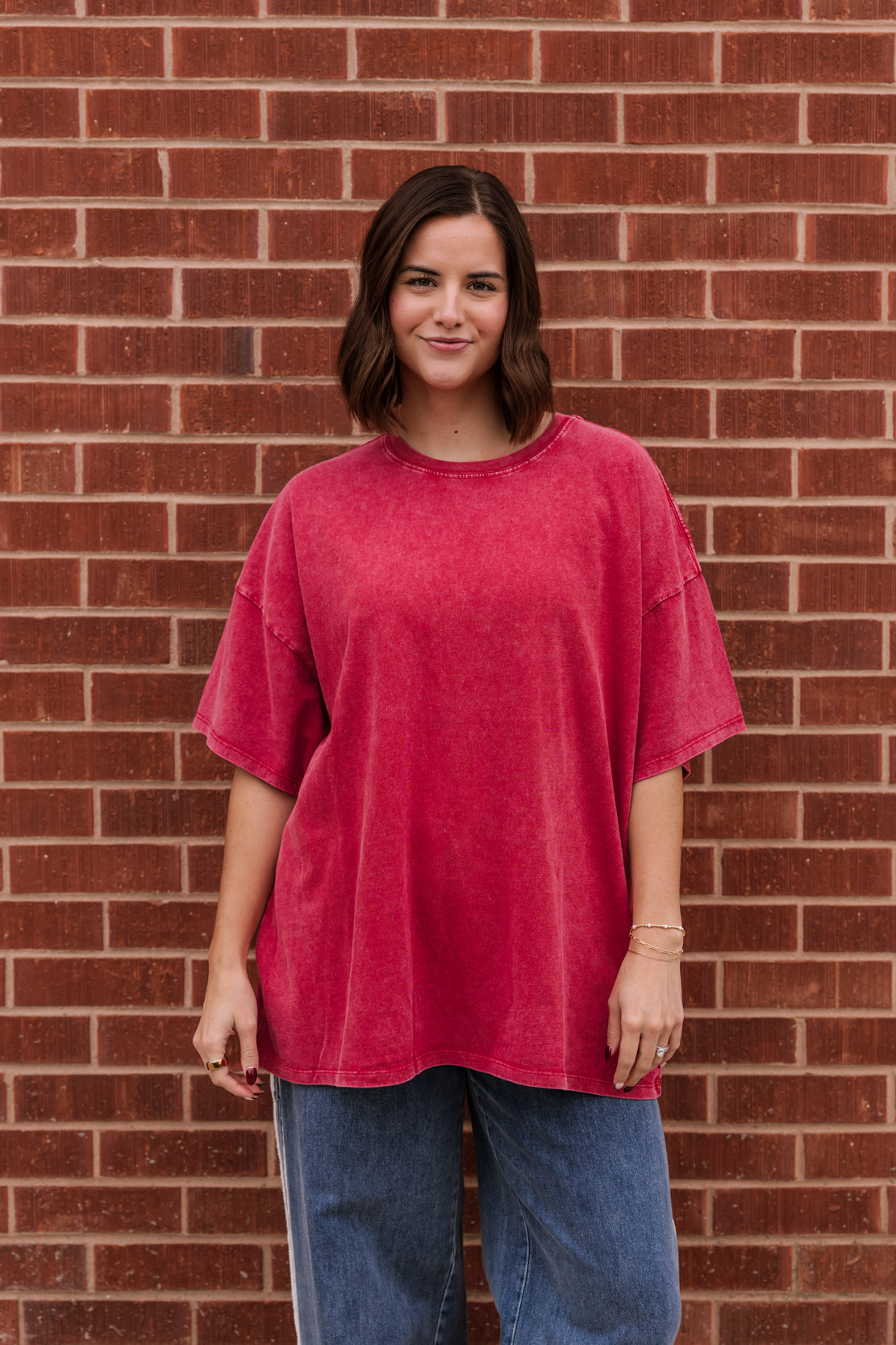 Bianca Oversized Tee | Dark Red