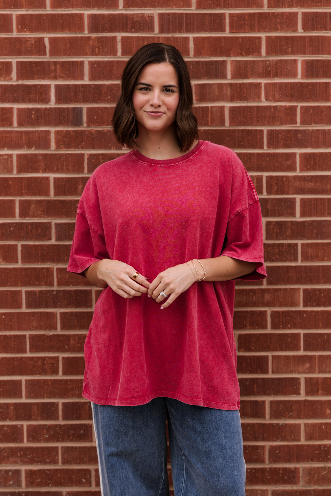 Bianca Oversized Tee | Dark Red