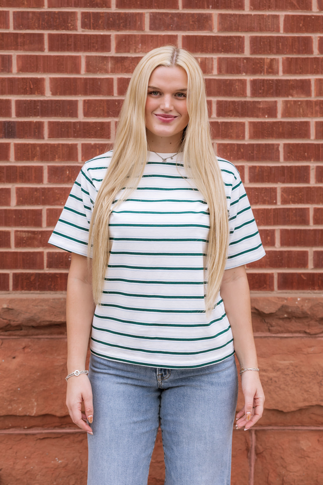 The Bodega Tee | Forest Multi Stripe