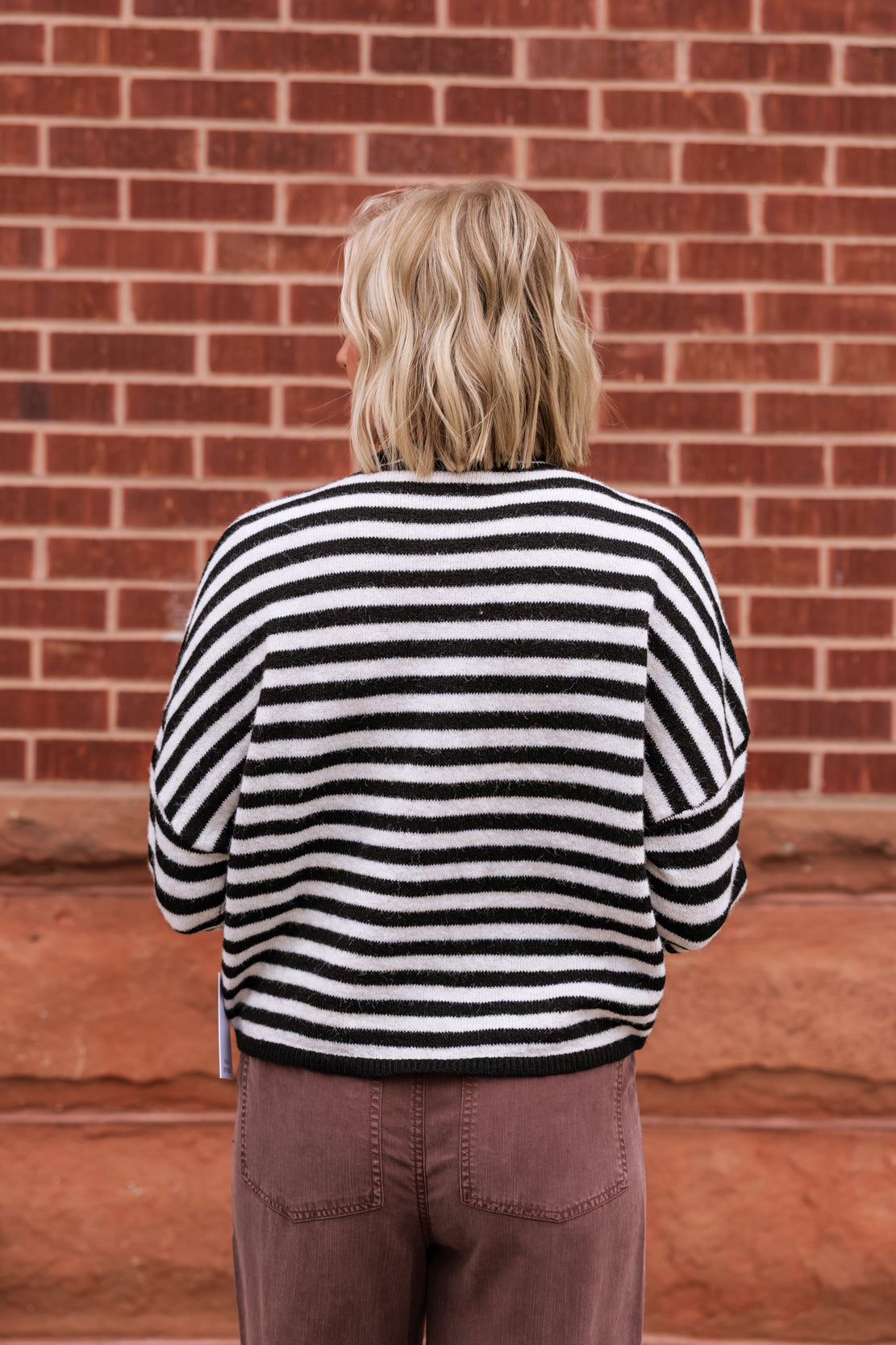 Lynn Striped Cardi | Ivory/Black