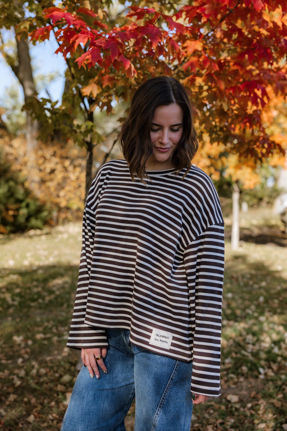 Favorite Striped Long Sleeve | Brown Cream