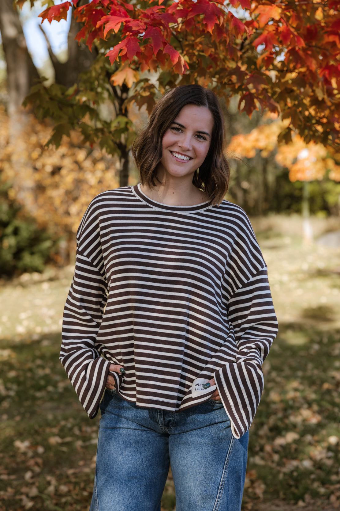 Favorite Striped Long Sleeve | Brown Cream