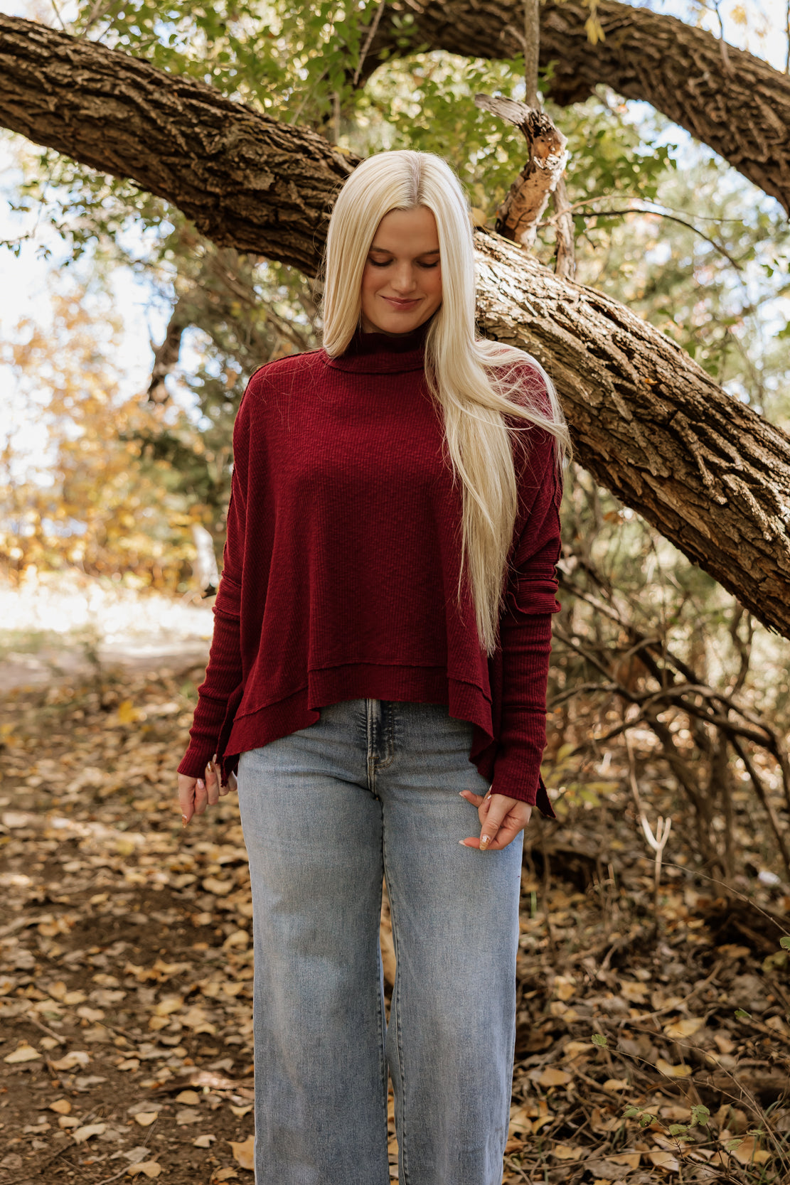 We The Free Moon Daisy Turtleneck Twofer | Cabernet