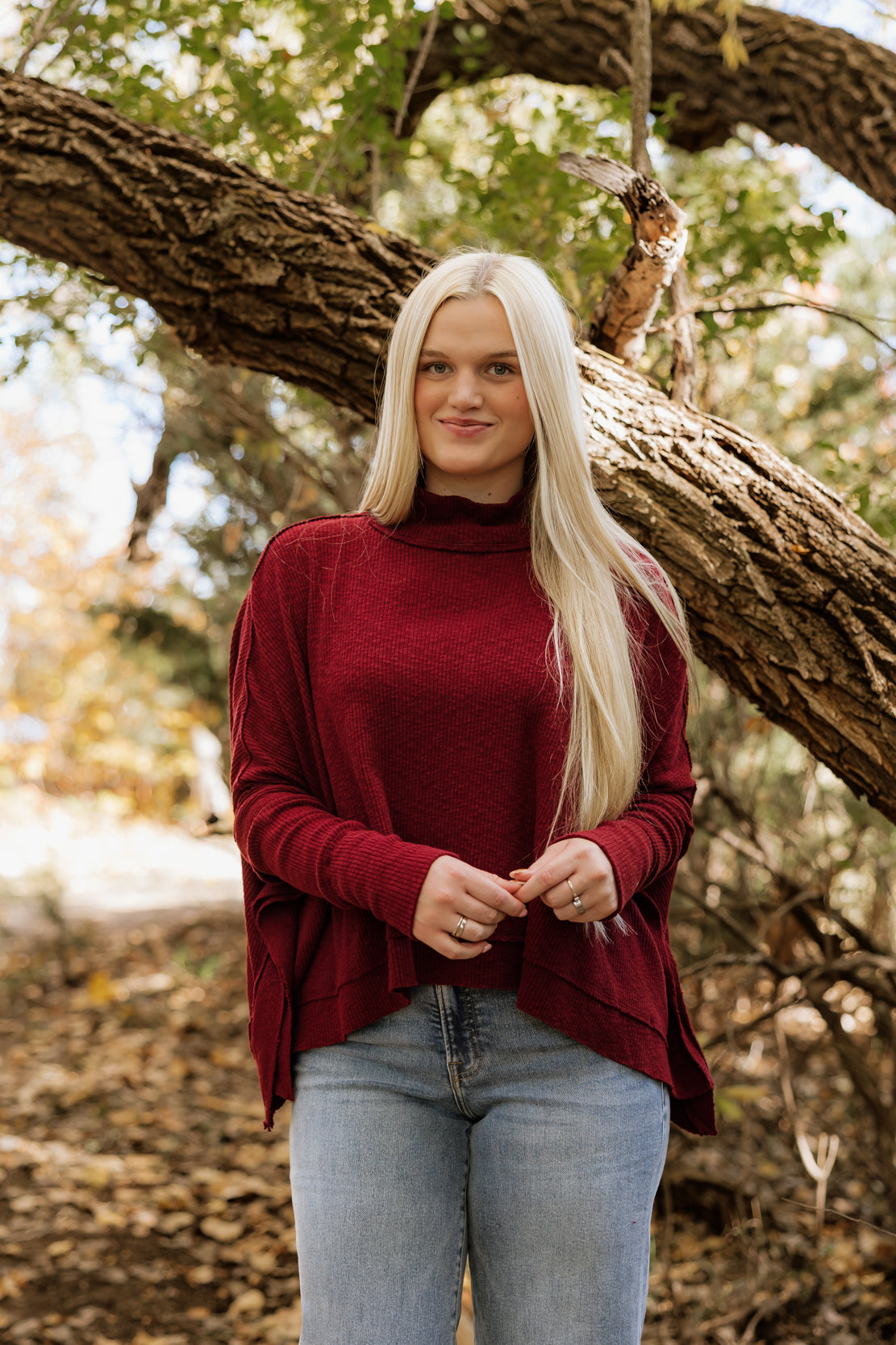 We The Free Moon Daisy Turtleneck Twofer | Cabernet