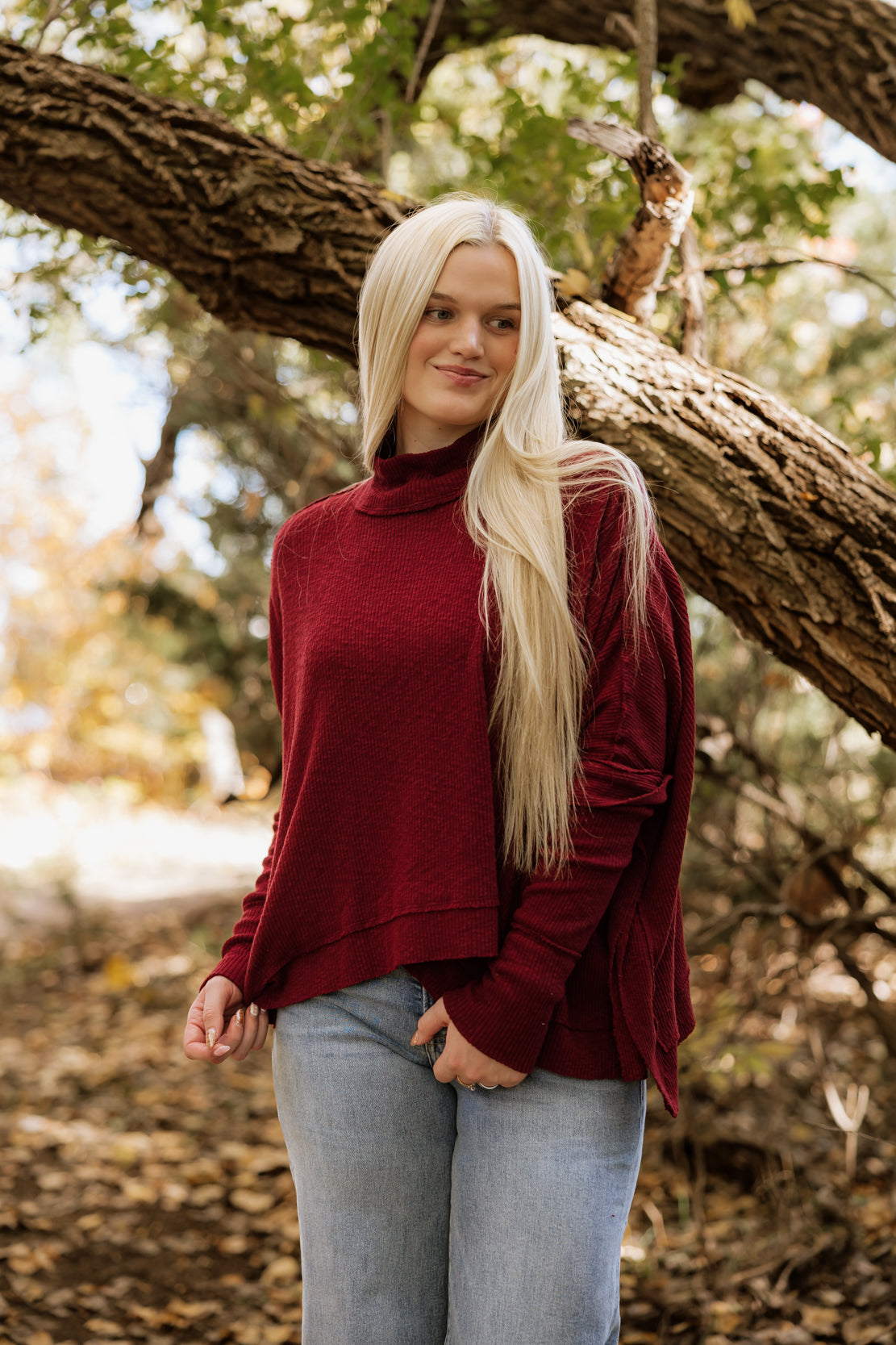 We The Free Moon Daisy Turtleneck Twofer | Cabernet