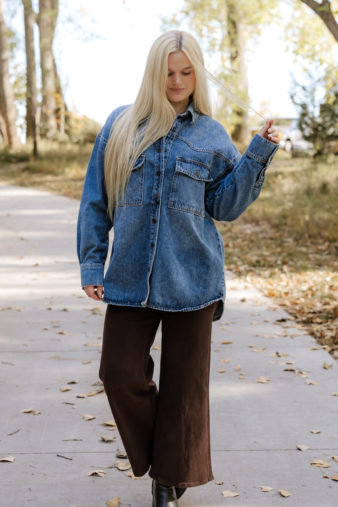 Holly Oversized Denim Shirt | Medium Dark
