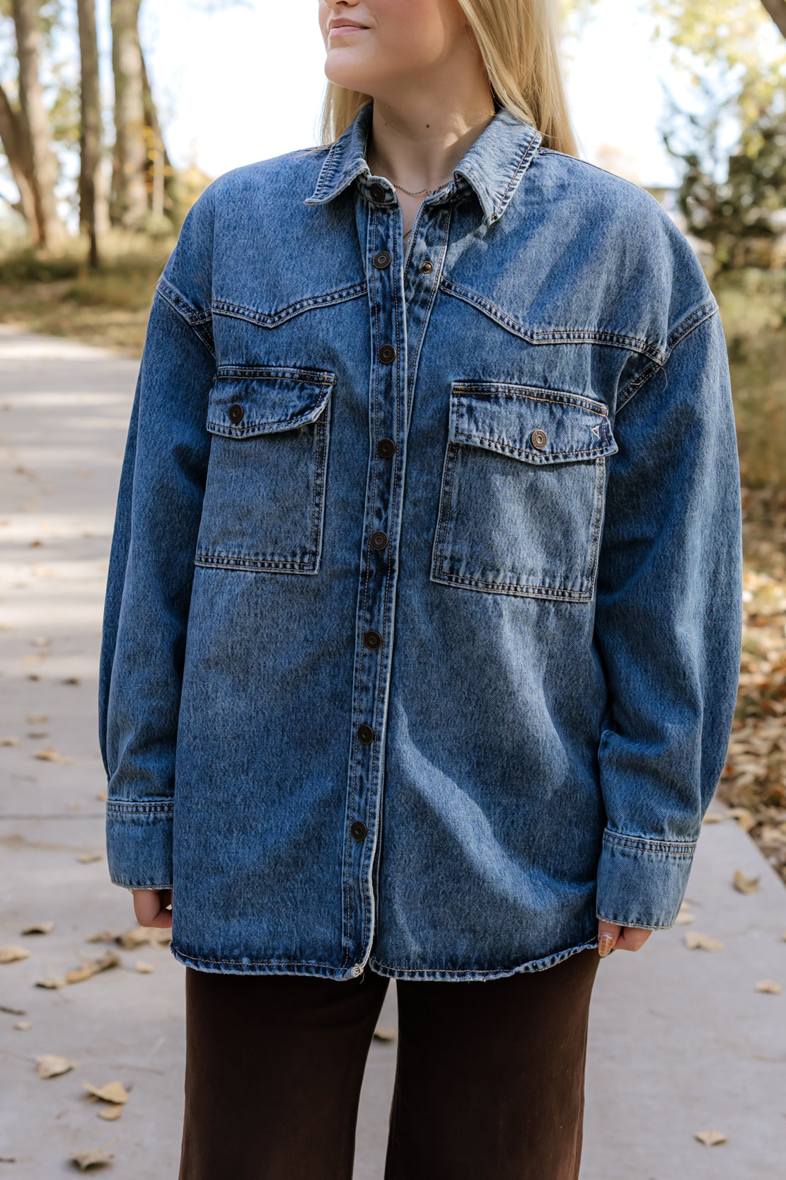 Holly Oversized Denim Shirt | Medium Dark