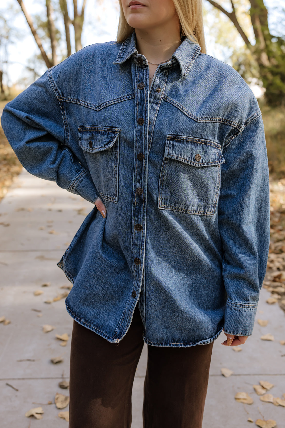Holly Oversized Denim Shirt | Medium Dark