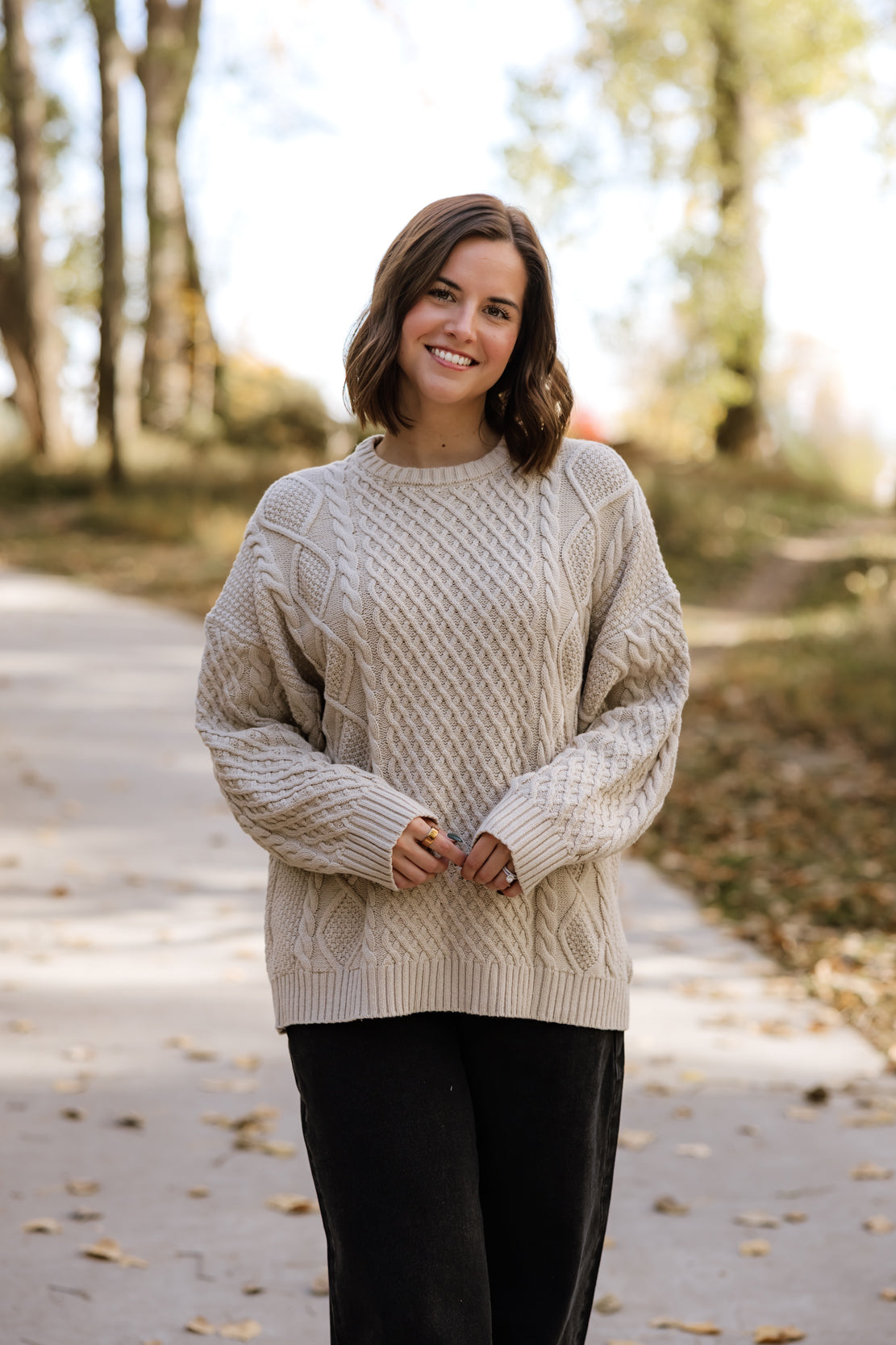Demi Cable Knit Sweater | Beige