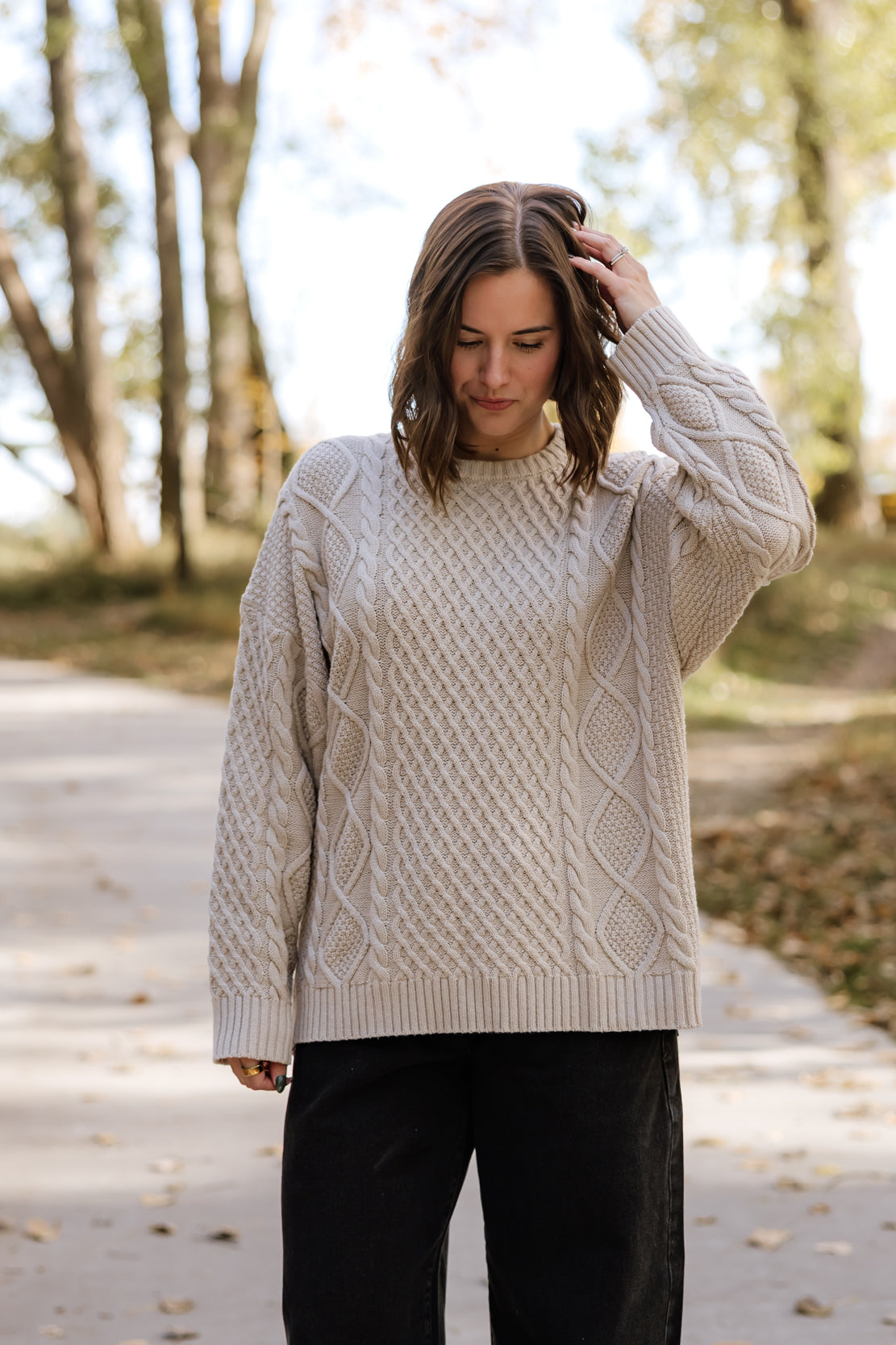 Demi Cable Knit Sweater | Beige