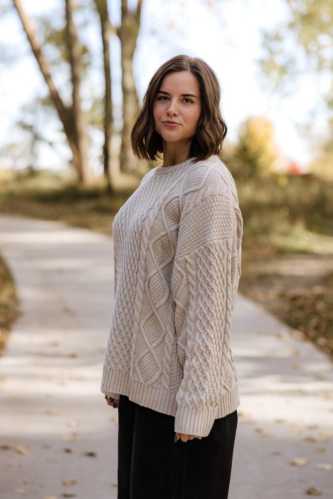 Demi Cable Knit Sweater | Beige