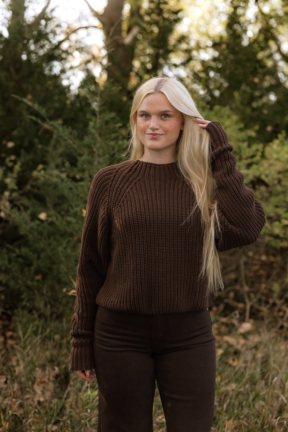 Low Tide Crew Neck Knit Pullover | Chocolate