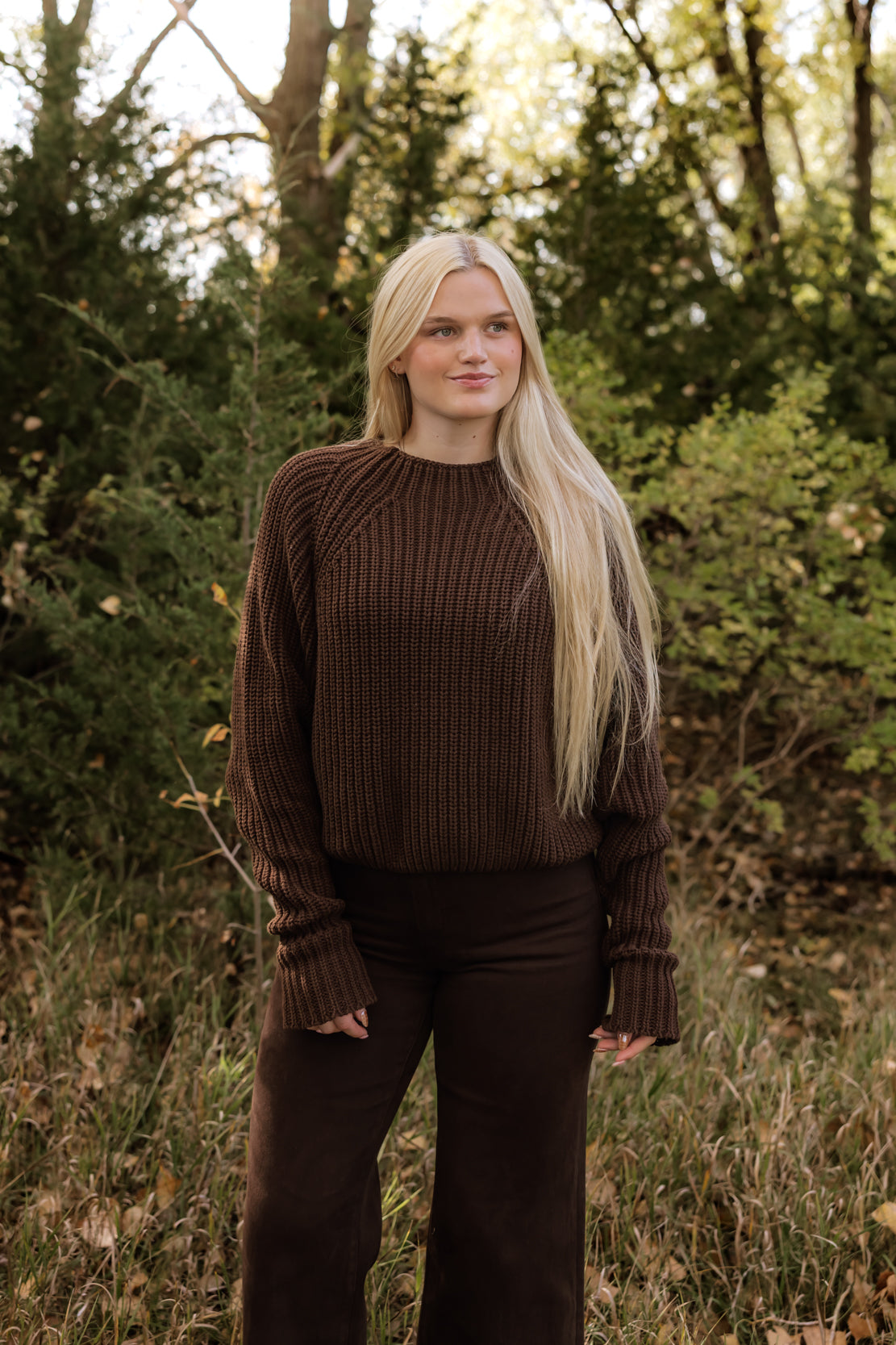 Low Tide Crew Neck Knit Pullover | Chocolate