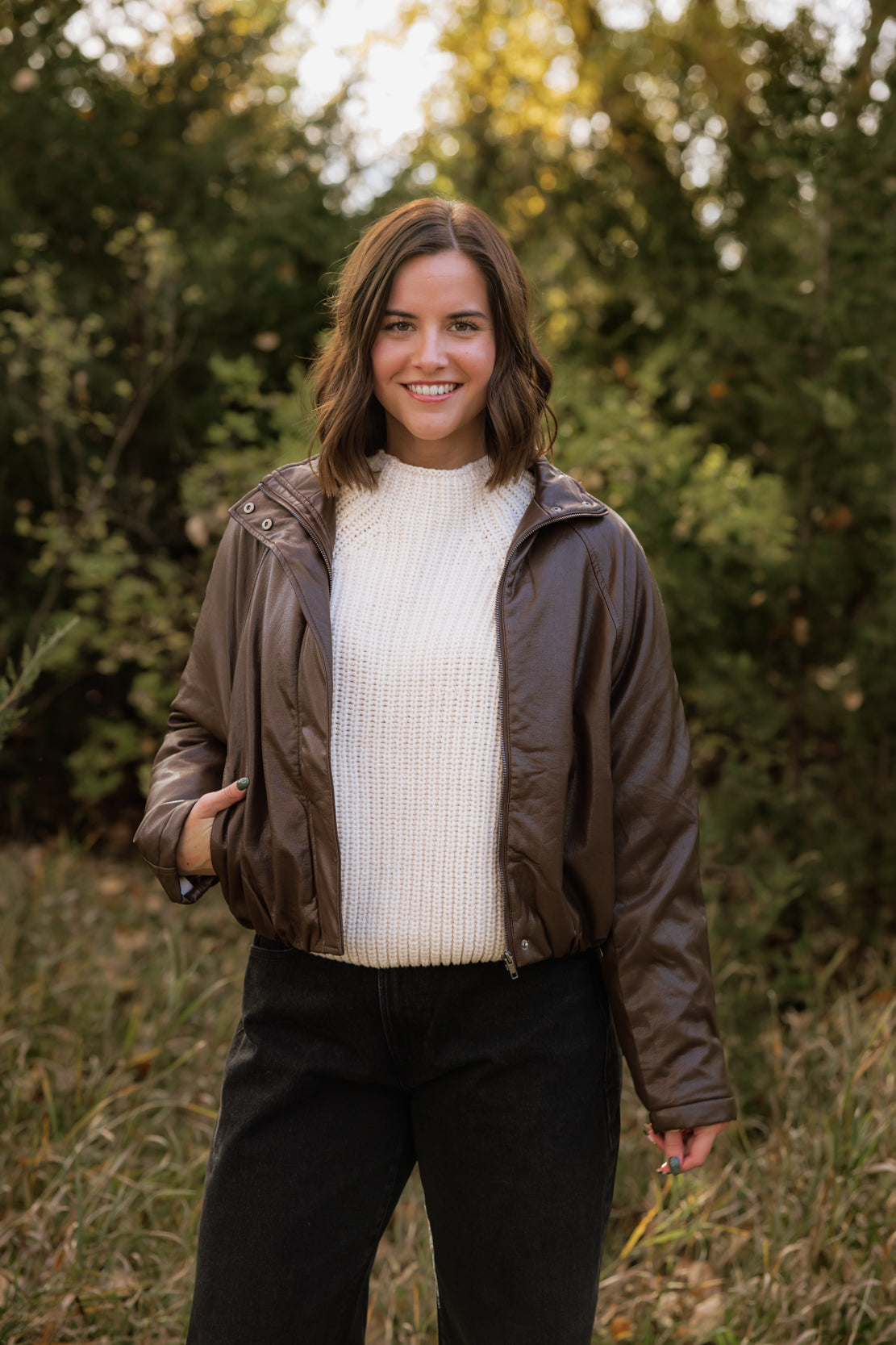 Hope Faux Leather Jacket | Brown