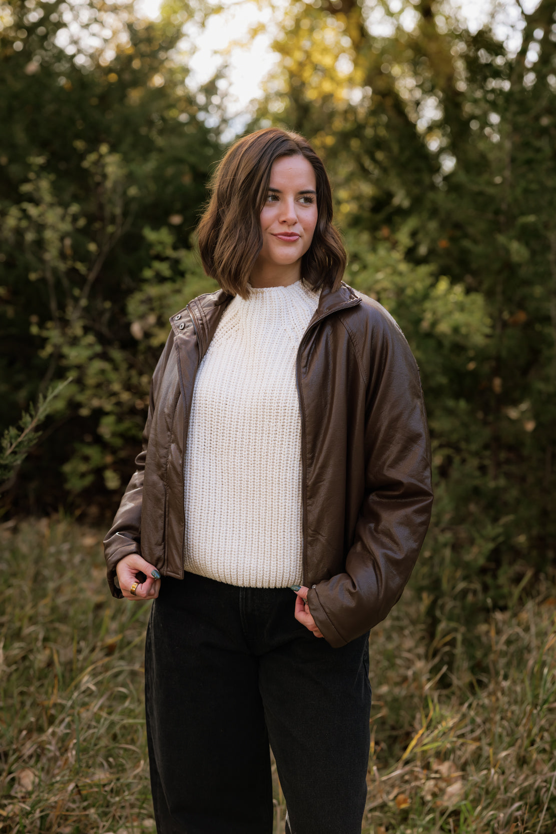 Hope Faux Leather Jacket | Brown